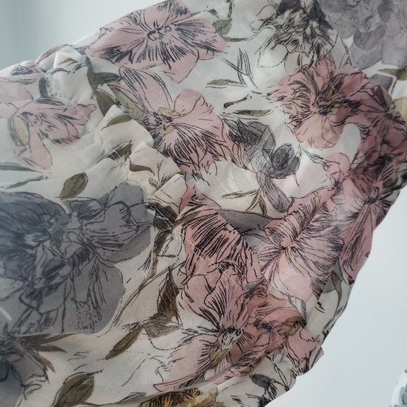 Boho Floral Print Tassel Long Sleeves Chiffon Dress - Picture 9 of 9